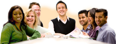 Adult learners sat at table
