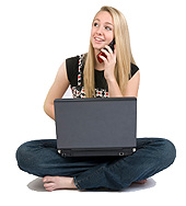 Student using laptop