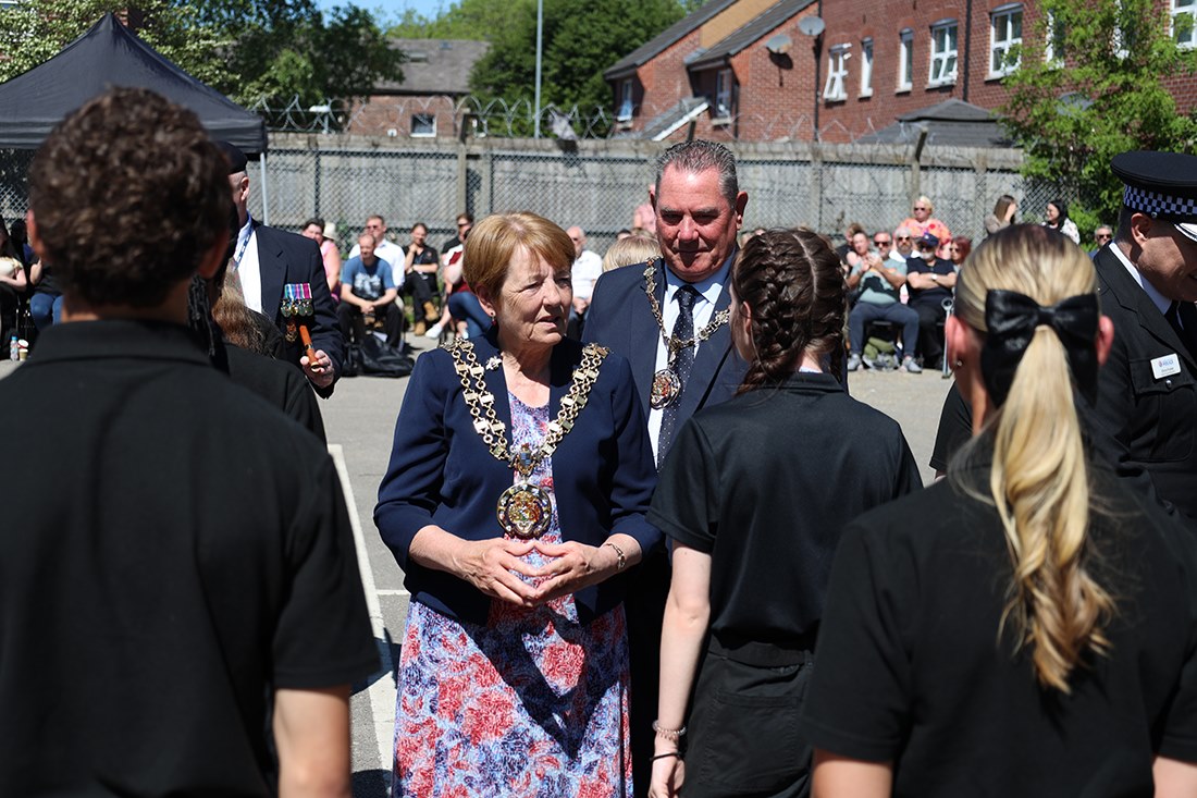 The mayor and consort inspecting the parade