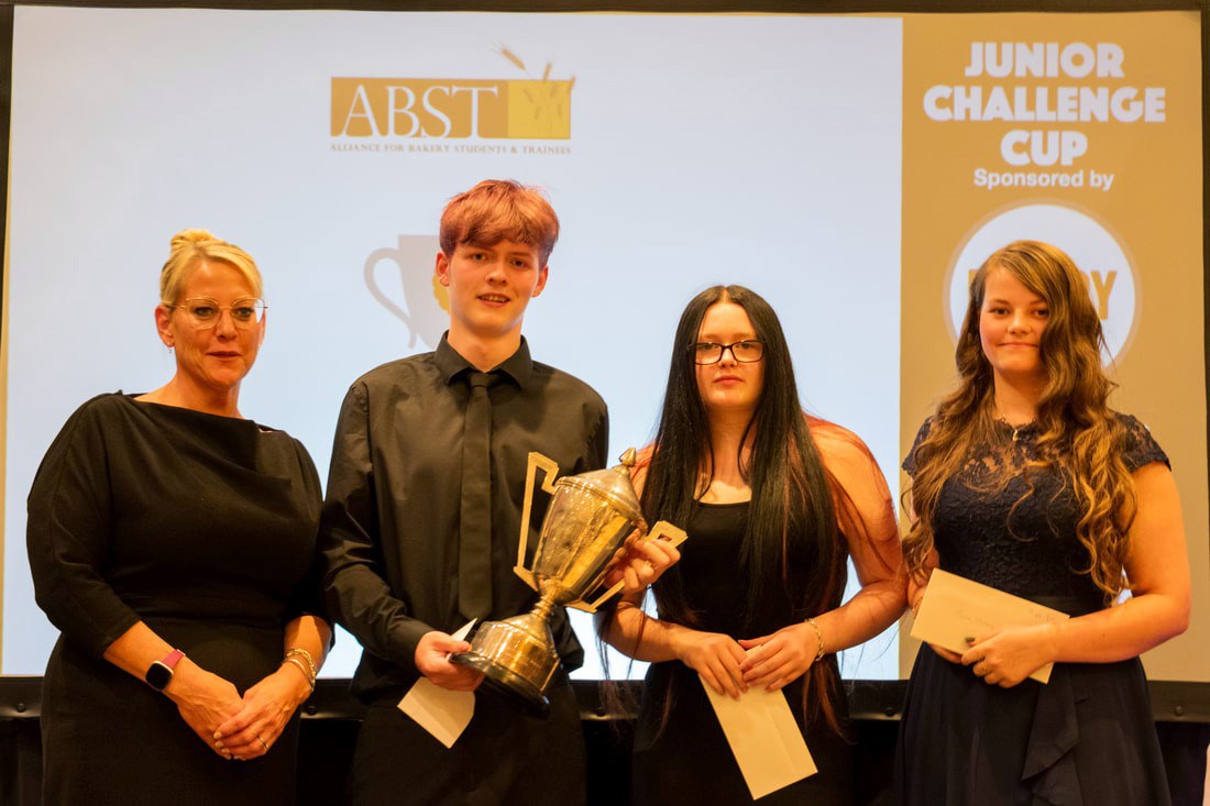 Students receiving their trophies