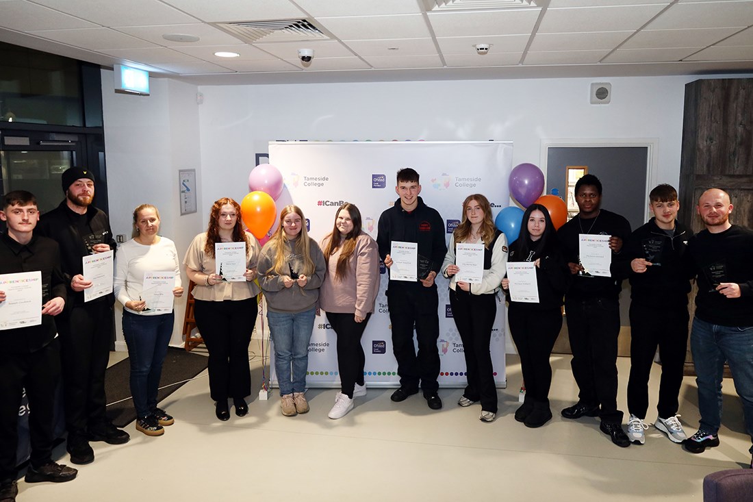 Winning apprentices with their awards and certificates