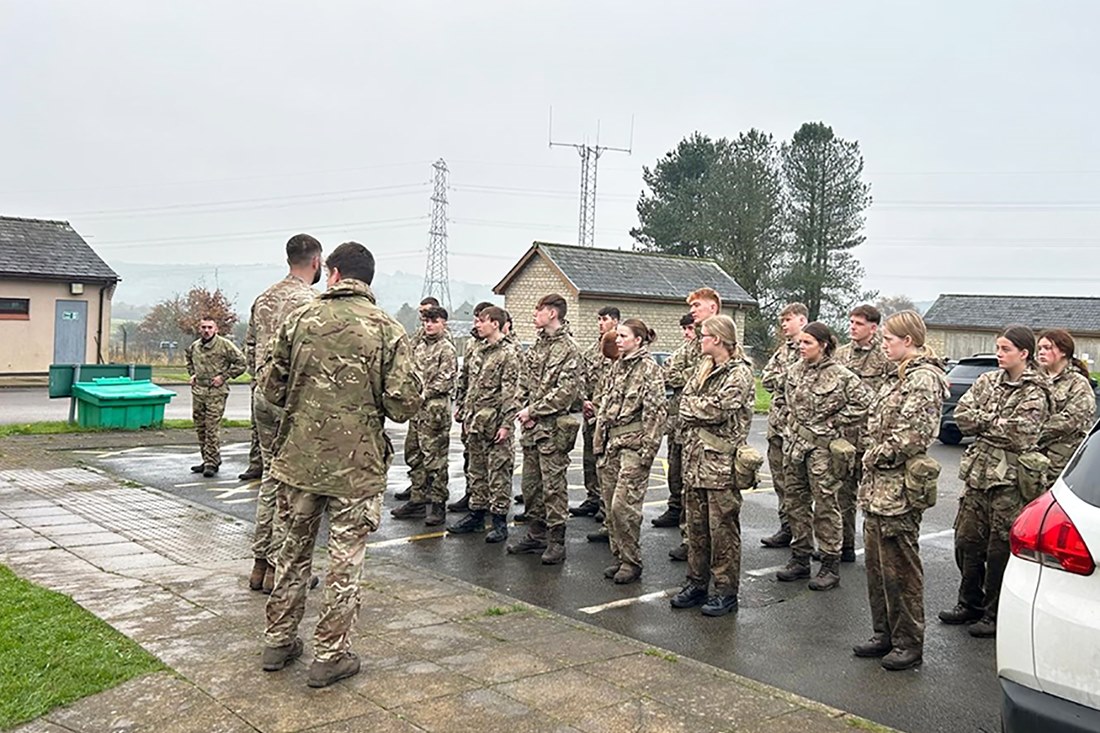 Students on parade at Holcombe Moor
