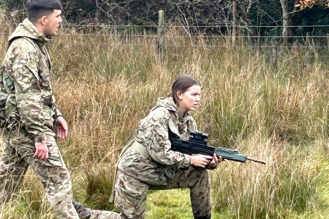 Students on exercise during the trip