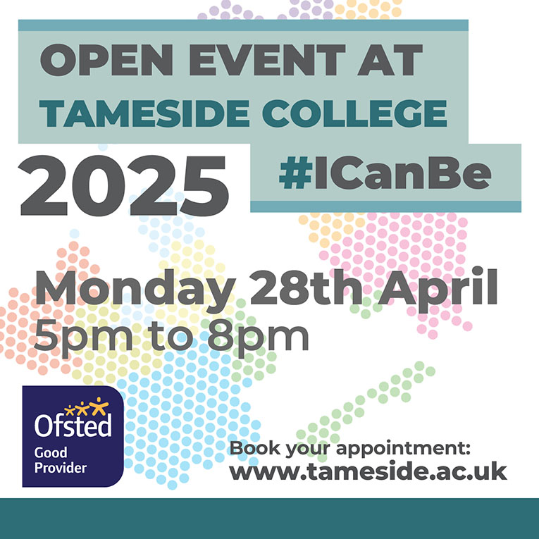 Click to apply to Tameside College. Start your journey here – apply online