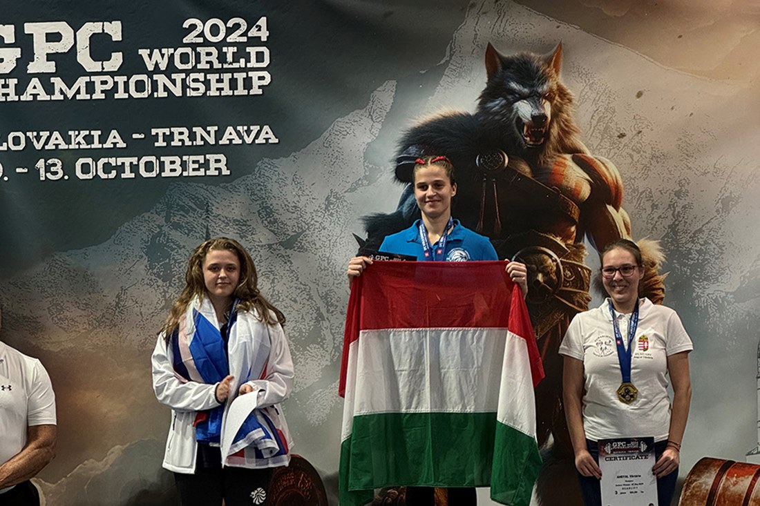 Charlotte (left) on the podium