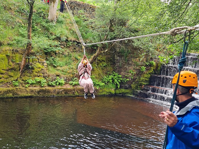 Students zip lining