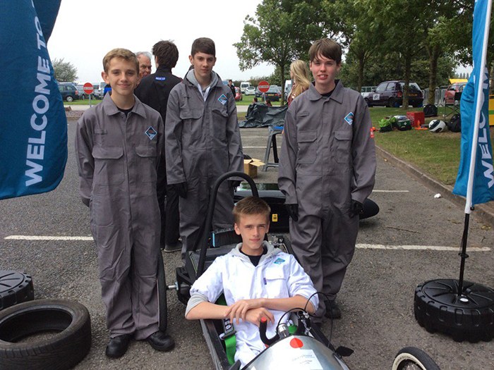 West Hill students with the kart