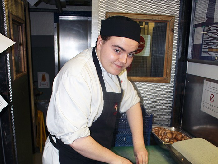 Finley working in the kitchens