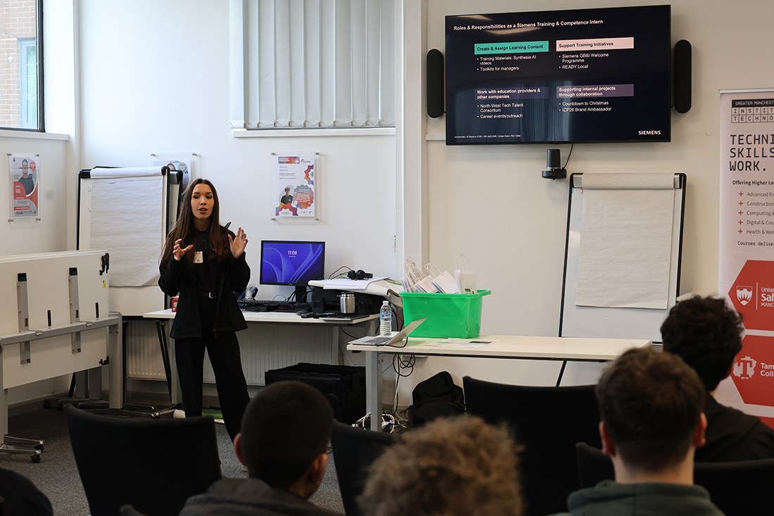 Aimee from Siemens delivering her talk on careers