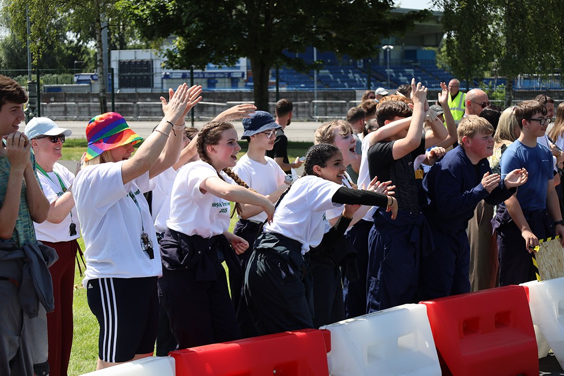 Students cheer on their team