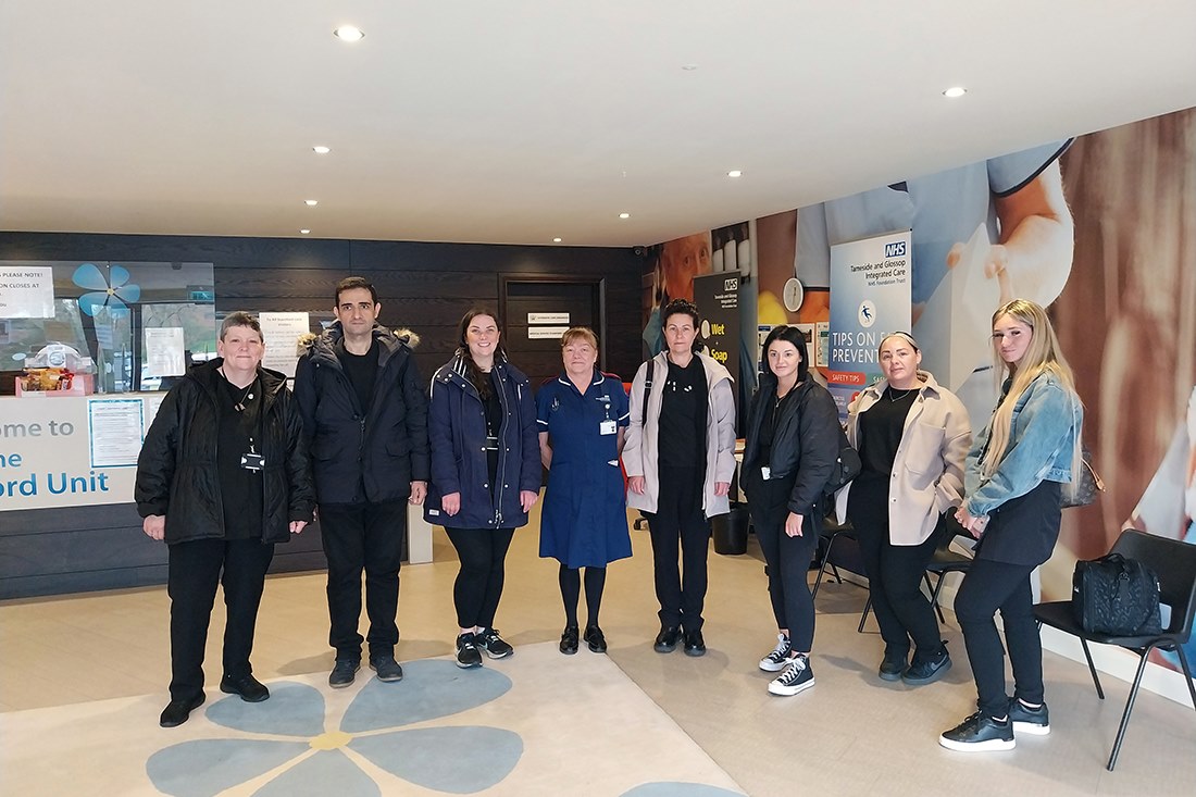 Students with staff from Tameside Hospital