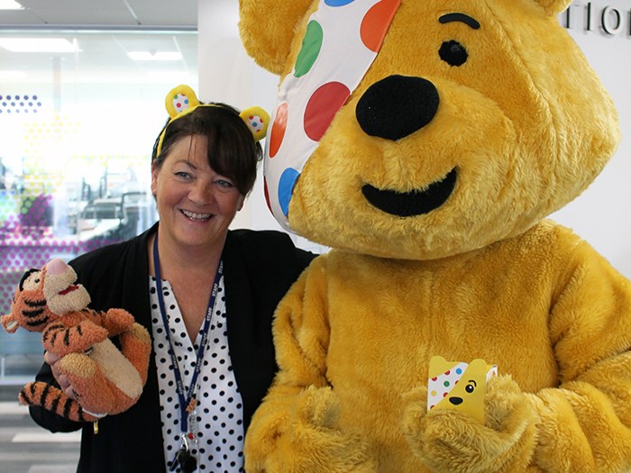 Principal Jackie Moores with Pudsey