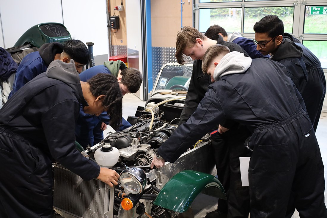 Students working on one of the challenges set by Mercedes