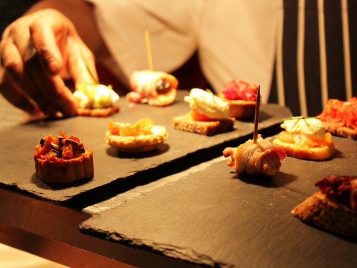 Guests sampled delicious canapés 