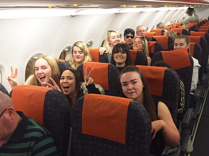Excited students on their way to Malaga