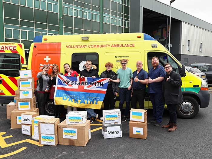 Students with the community ambulance