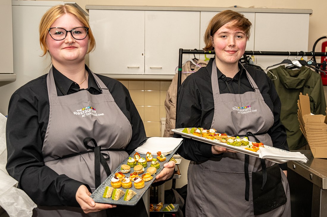 Students working at the event
