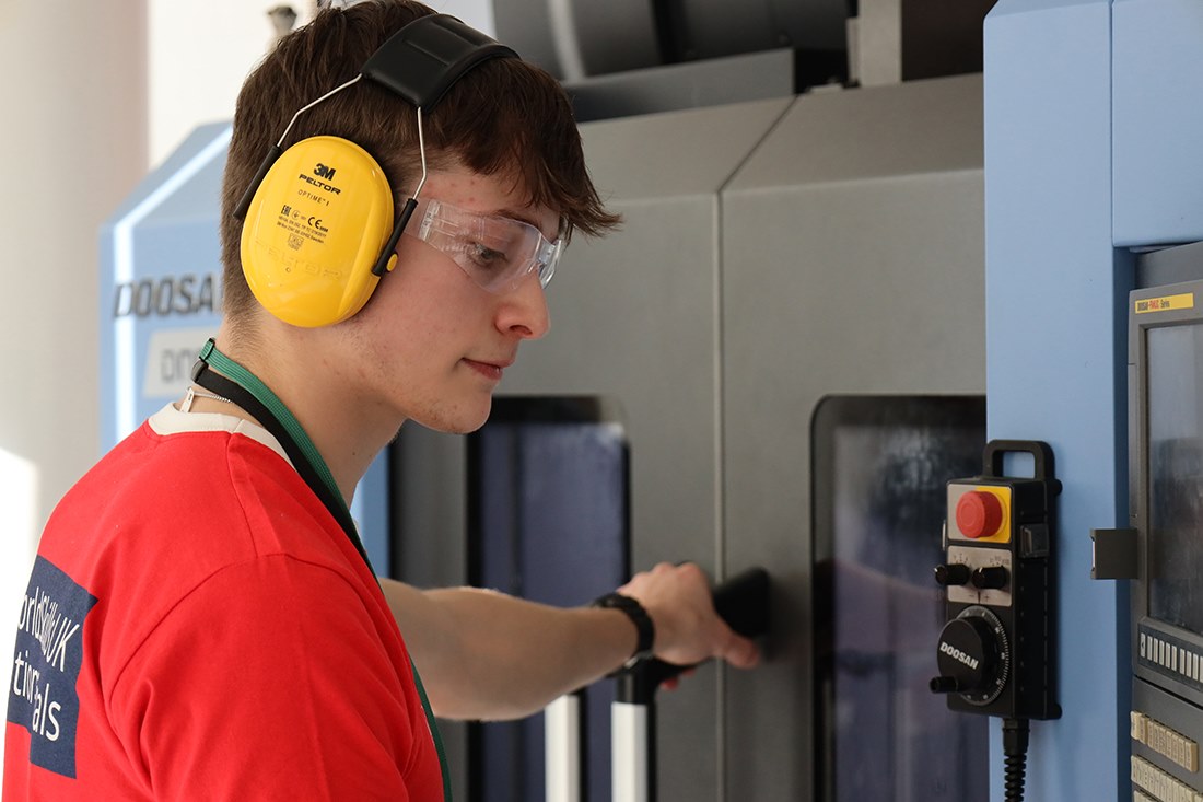 Student competing in the CNC competition